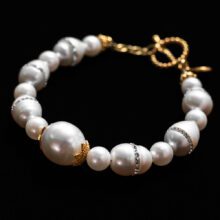 Gold Pearl and Diamond Bracelet